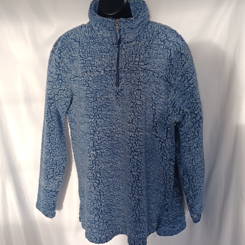 Boxercraft Sherpa Teddy Quarter Zip Mock Neck Blue Jacket size XL chest 25"